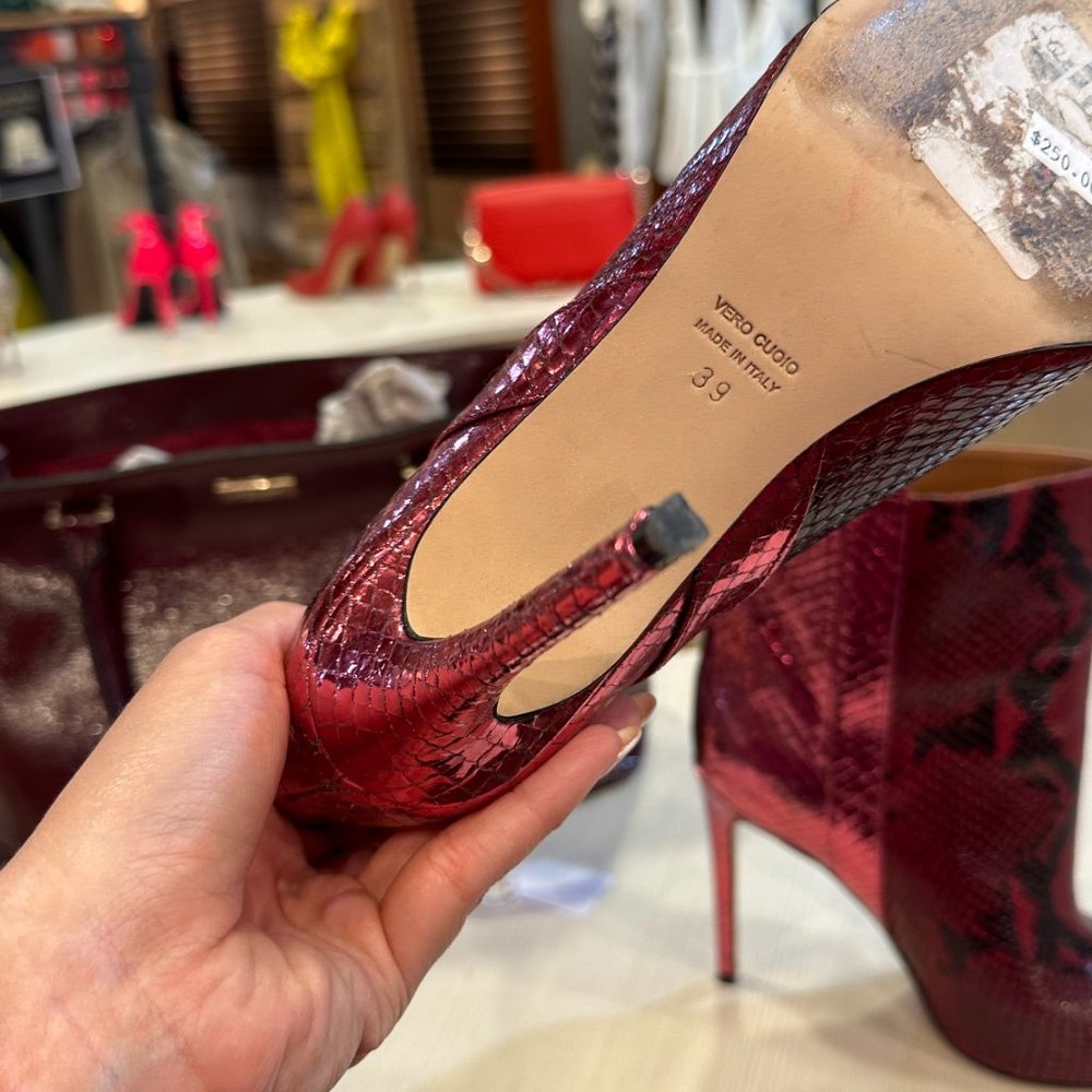 Paris Texas Metallic Snakeskin-Embossed Booties EU 39 - Picture 2 of 11